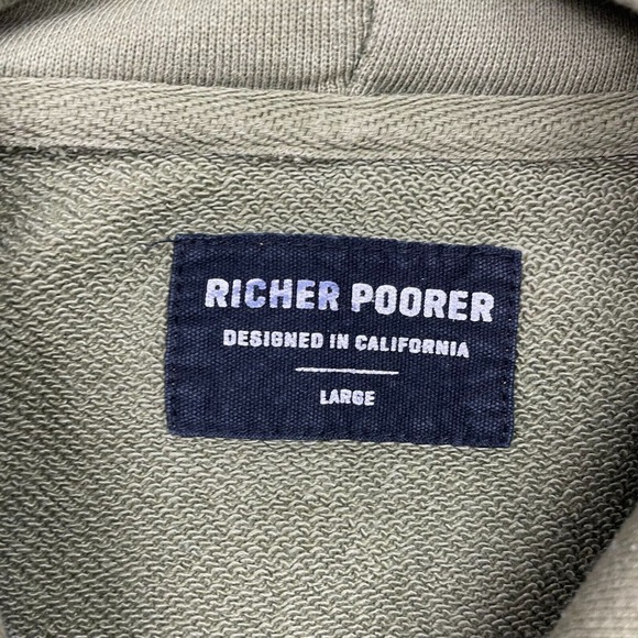 Richer Poorer Mens Green Pullover Kangaroo Pocket Hoodie Sweatshirt Large - Picture 7 of 10